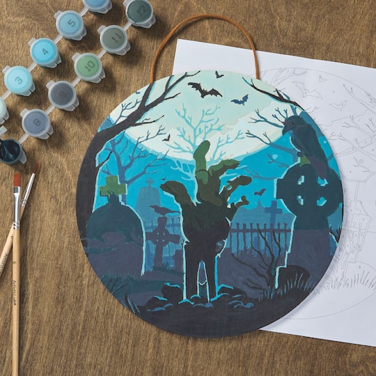 8" Zombie Hand Paint-by-Number Plywood Surface Kit by Artist's Loft®